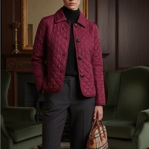 Burberry Quilted Maroon Utility Jacket